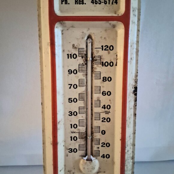 Vintage Orland Voigt Kankakee Service Co. Metal Thermometer - Picture 3 of 10